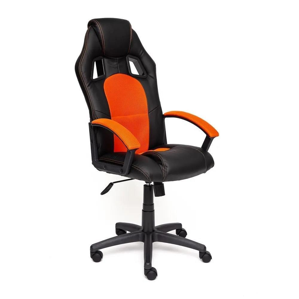 Кресло Driver Иск кожа Черная + Оранжевая сетка