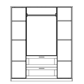 картинка Шкаф Сириус 4 двери (две с зеркалами), 2 ящика магазин Мебель Легко