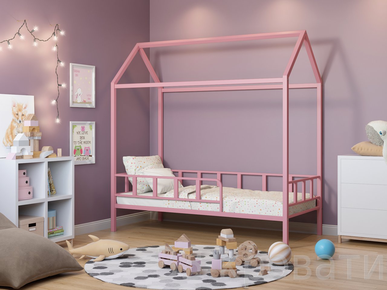 Кровать-домик Риччи розовый.