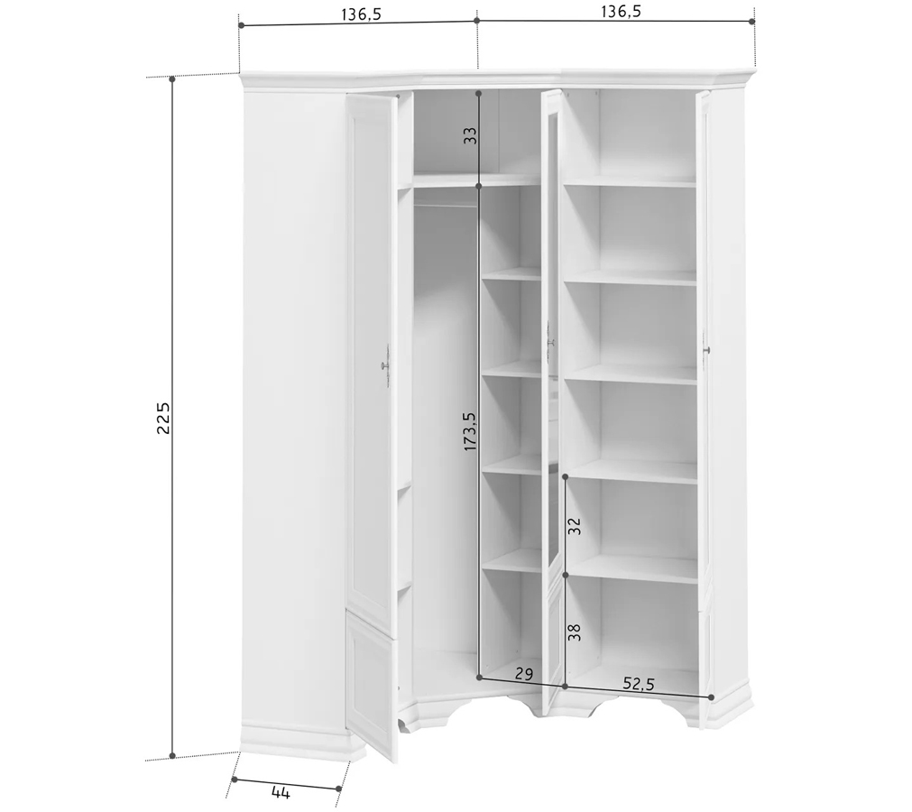 картинка Кентаки угловой шкаф белый  SZFN5D магазин Мебель Легко