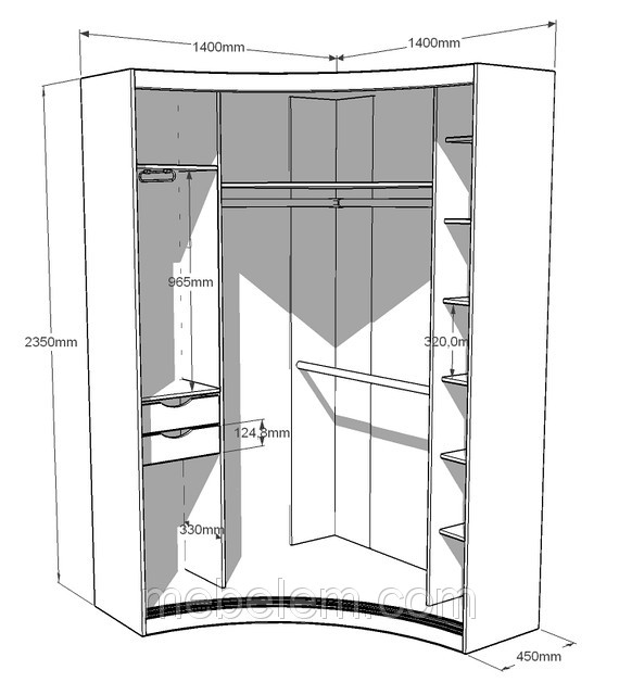 картинка Шкаф-купе Радион с угловым элементом магазин Мебель Легко