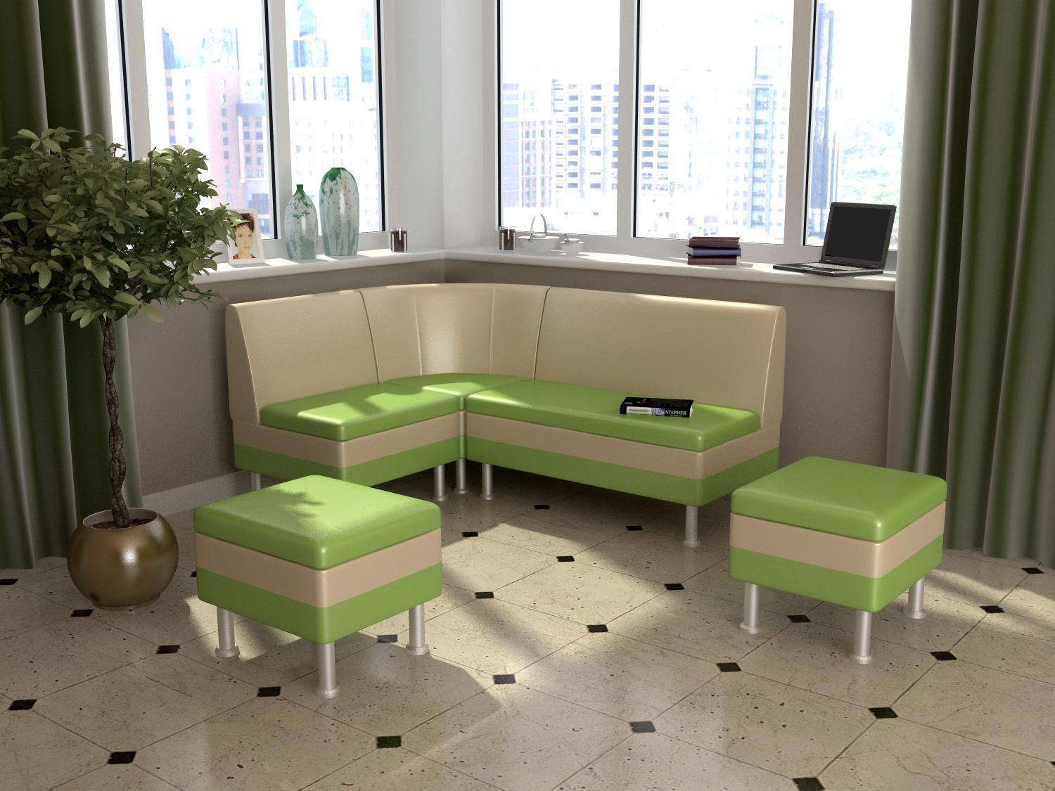 картинка Кухонный диван Секрет-2 с пуфиками (бордо-какао) магазин Мебель Легко