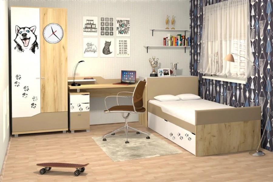 картинка Кровать с мягкими спинками м.3 Хаски магазин Мебель Легко