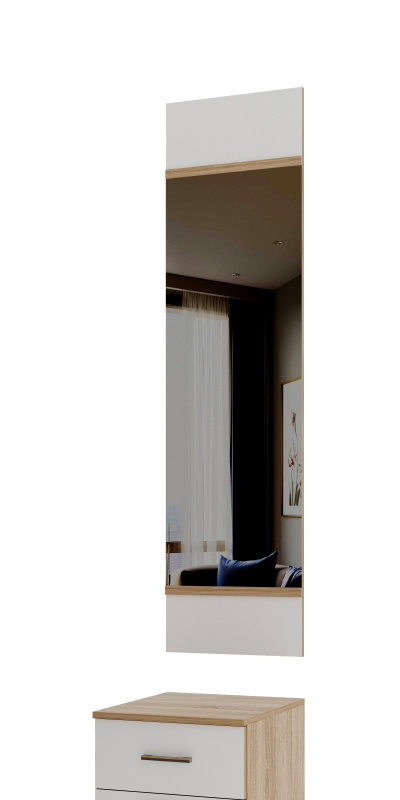 Тумба с зеркалом Сакура глянец Дуб сонома / Белый глянец