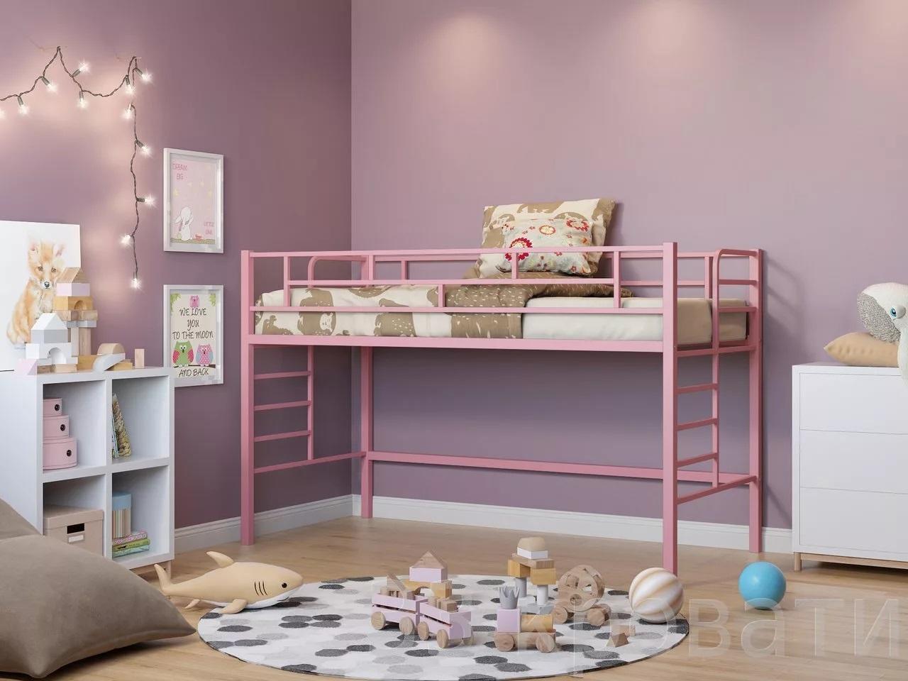 Кровать-чердак Ассоль Розовая