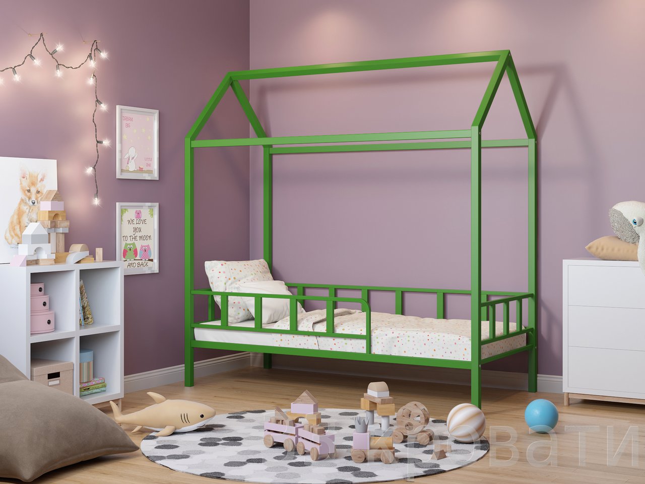 Кровать-домик Риччи зеленый