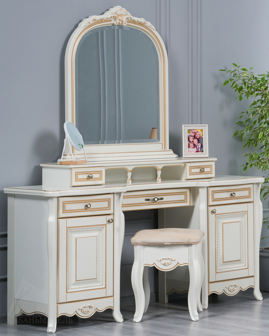 картинка Туалетный столик Виченца с зеркалом и пуфом магазин Мебель Легко