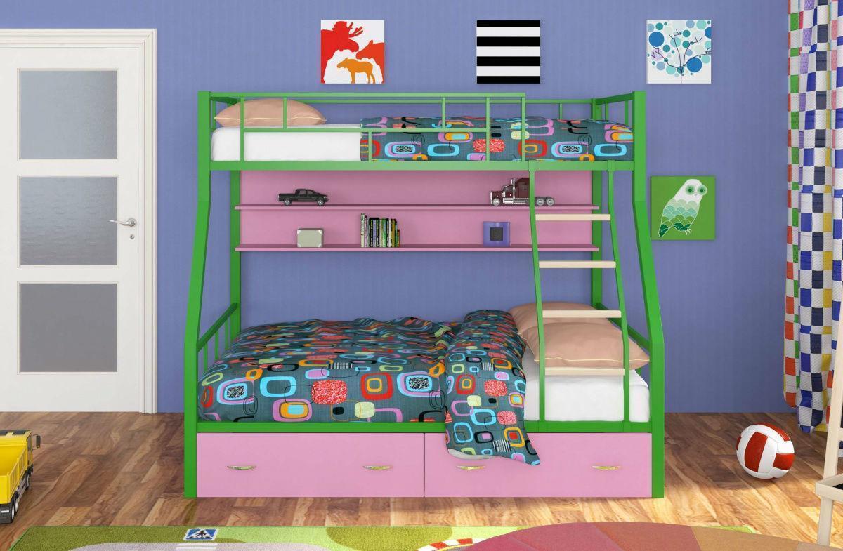 картинка Кровать "Радуга" (зеленый каркас) магазин Мебель Легко