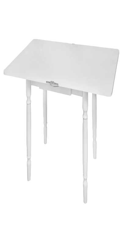 Белый стол раздвижного типа