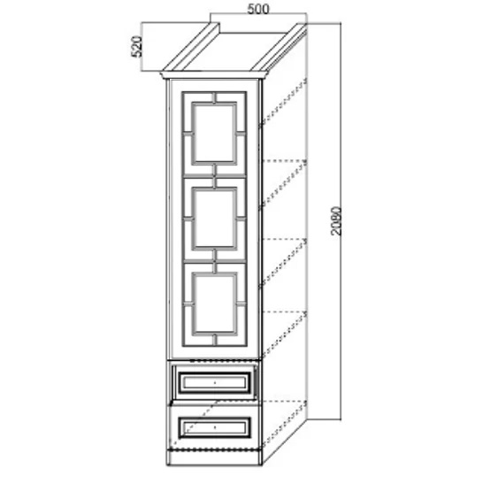 Шкаф Каталея 1-дверный с зеркалом и ящиками вариант рисунка 4