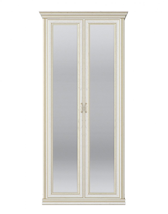 Шкаф 2-х дверный Венето СП.0115.402 с зеркалом дуб леонардо (патина «золото»)