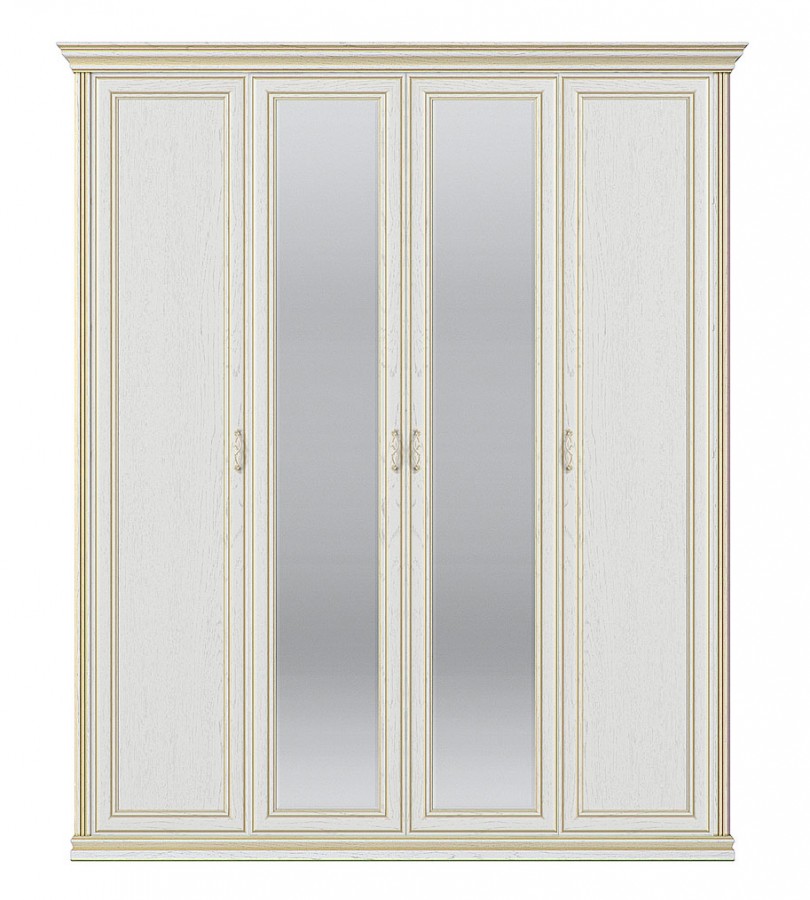 Шкаф 4-х дверный СП.0115.404 «Венето» с зеркалом дуб леонардо (патина «золото»)