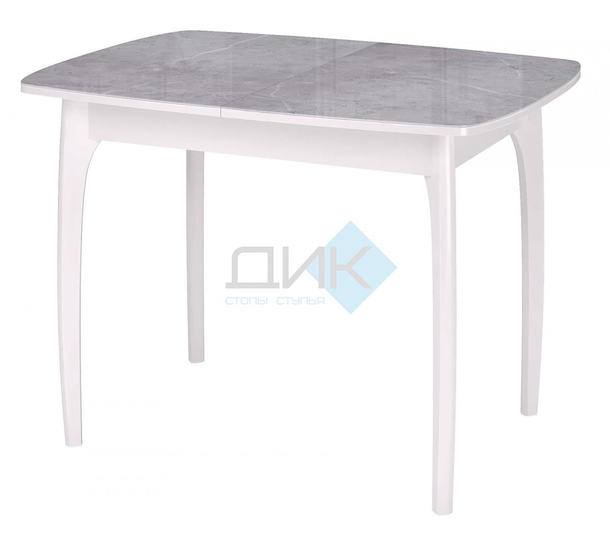 Стол DikLine М15 мрамор серый глянец/опоры белые - 13990 руб