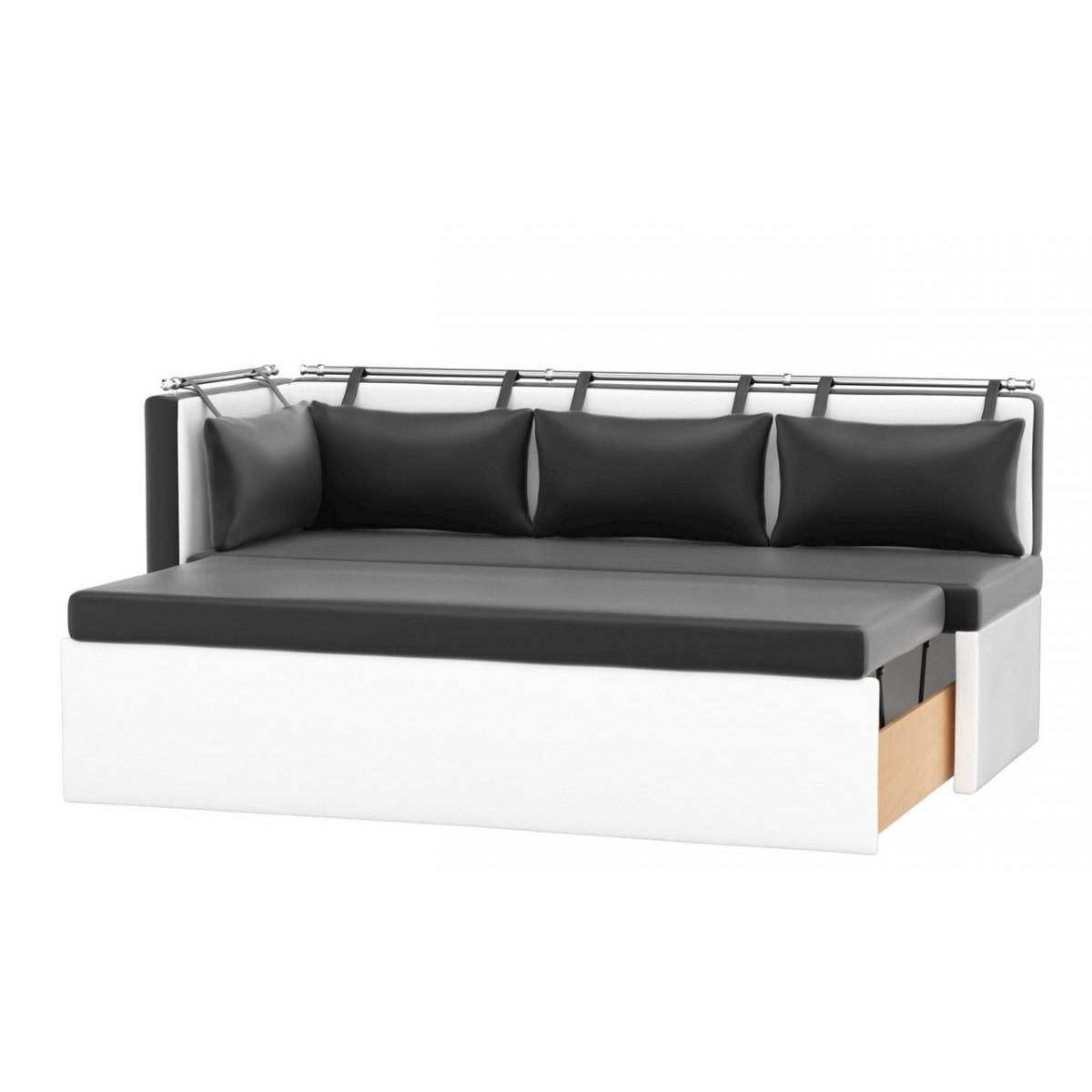 Кухонный диван Метро со спальным местом экокожа цвет Белый/Черный