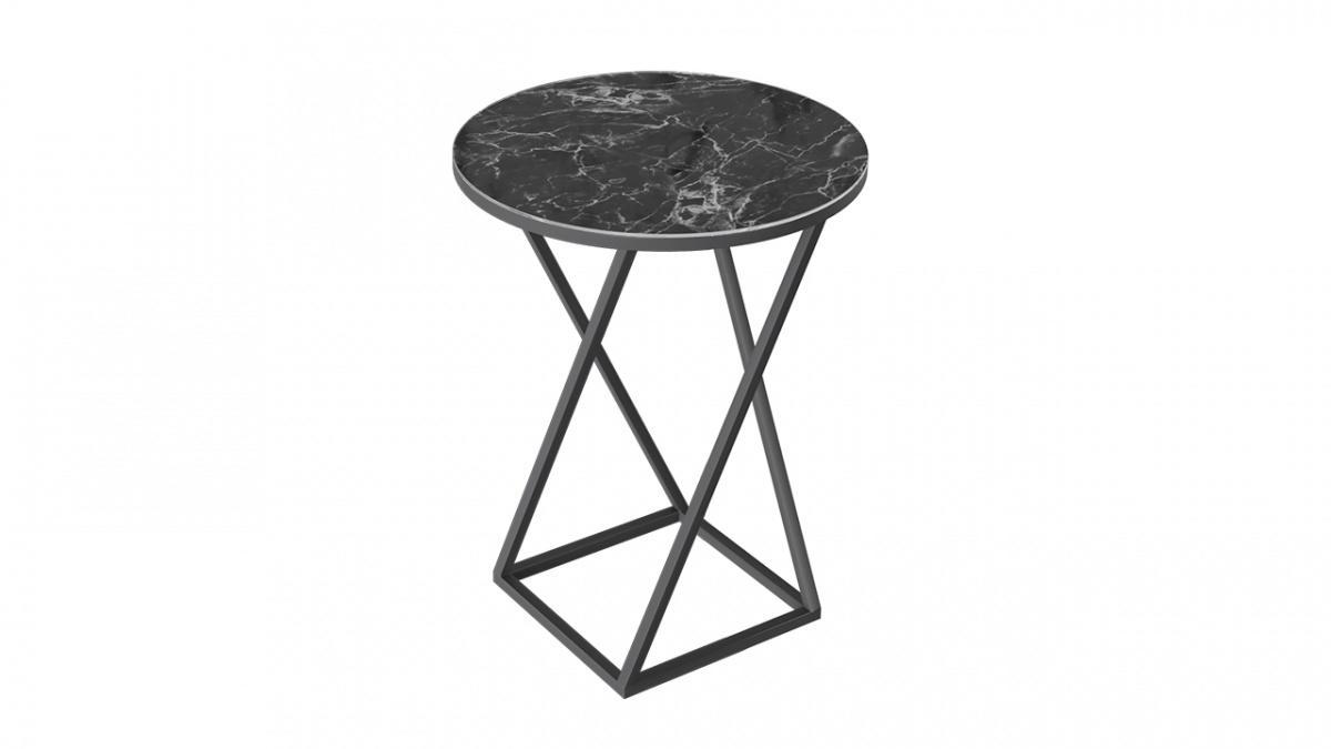 Стол со стеклянной поверхностью ДП 1-03-05 (журнальный) (Черный/Стекло с рисунком мрамор черный)