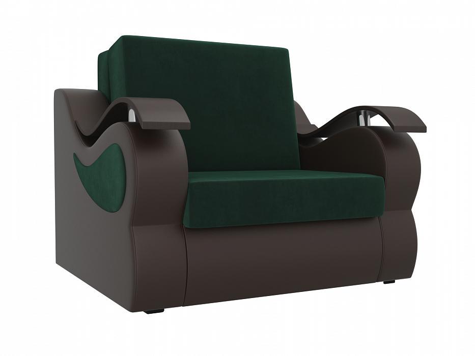 Кресло-кровать Меркурий 60 ткань Велюр/Экокожа цвет Зеленый/Черный