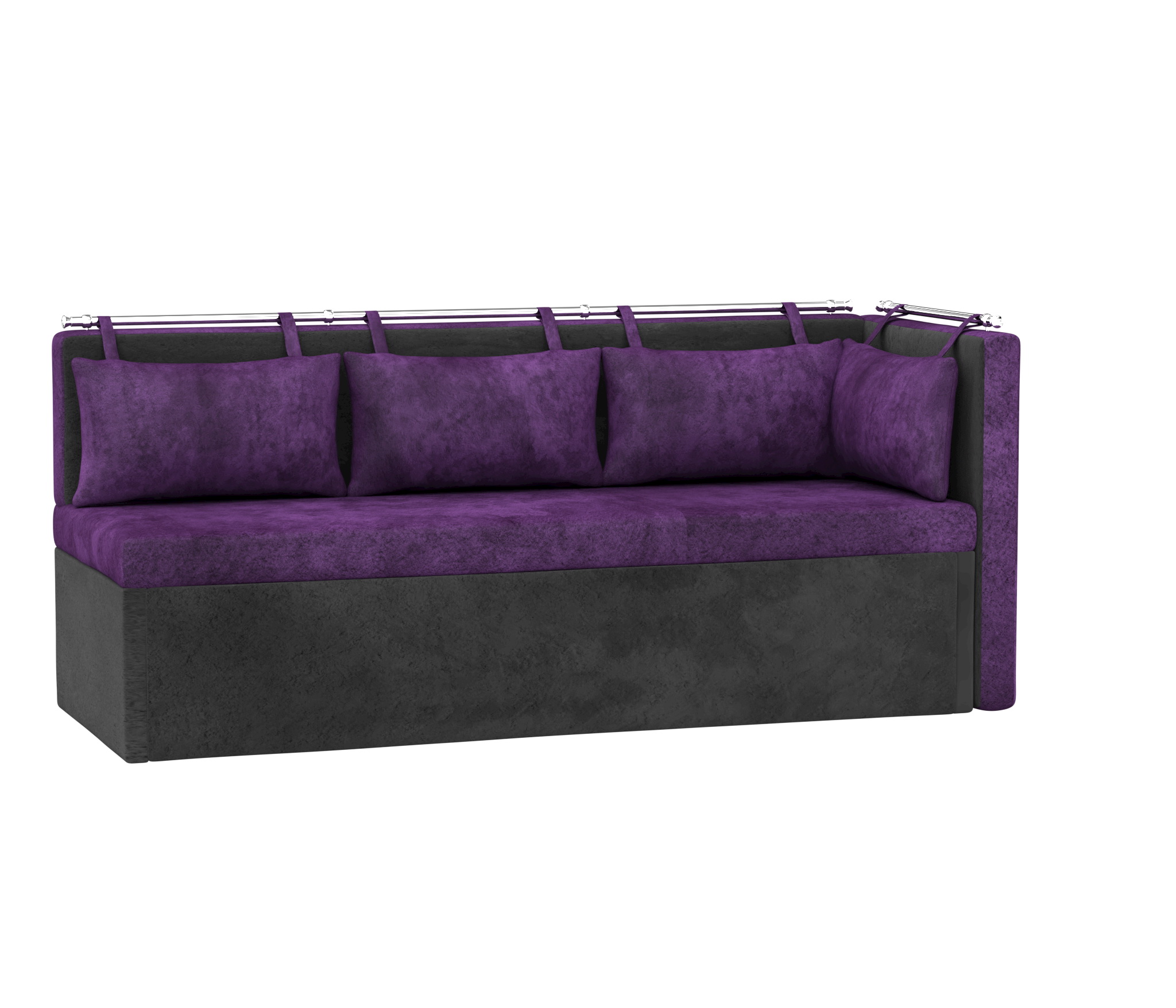 угловой диван Метро микровельвет фиолетовый черный.