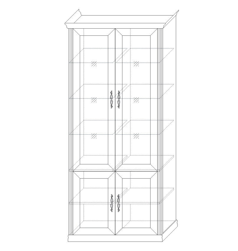 картинка Шкаф-витрина Венето 4-х дверный (2 стеклодвери) ГТ.0122.301 магазин Мебель Легко