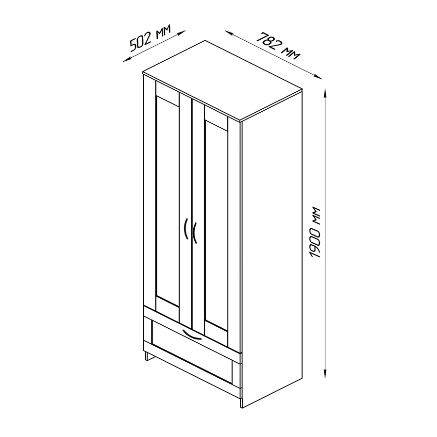 картинка Шкаф Сириус 2-х дверный с 1 ящиком   магазин Мебель Легко