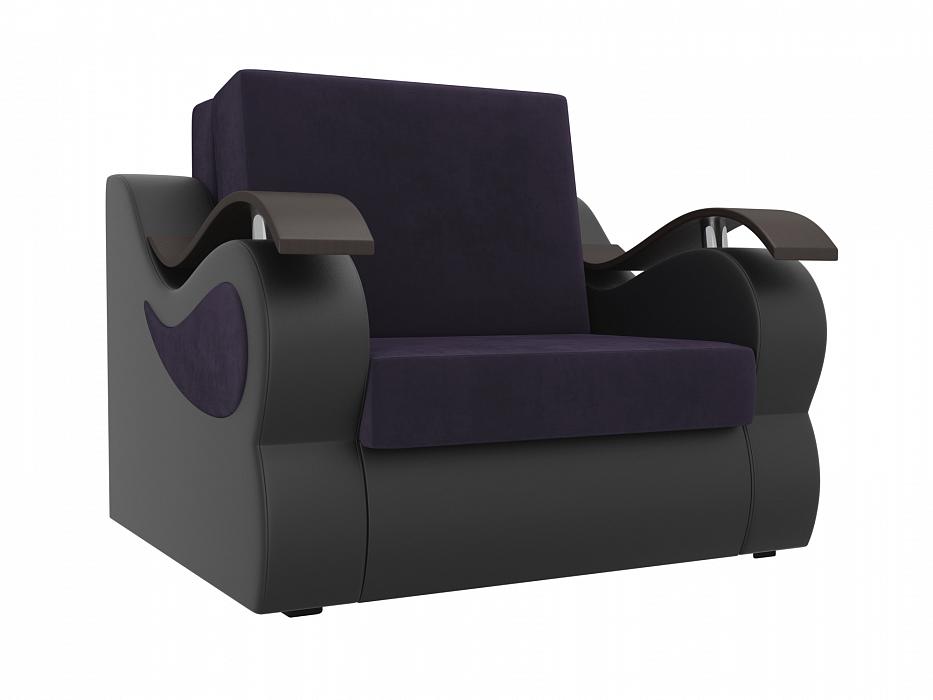Кресло-кровать Меркурий 60 ткань Велюр/Экокожа цвет Фиолетовый/Черный
