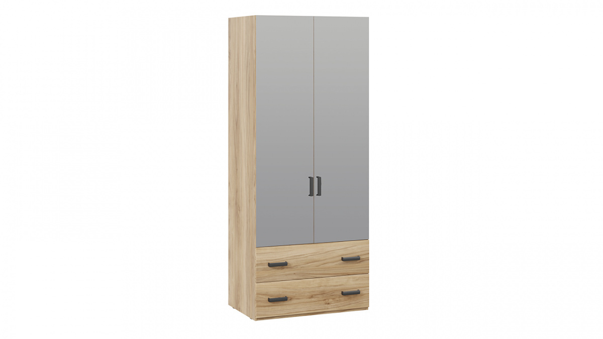 Шкаф для одежды с ящиками и зеркальными дверями «Рико» Яблоня Беллуно