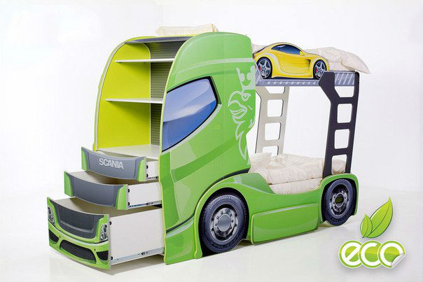 картинка Двухъярусная кровать Скания 2 зеленая магазин Мебель Легко