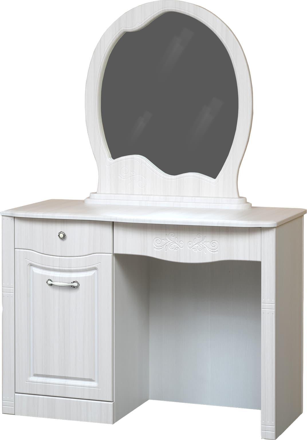 Стол туалетный Ева-10, с зеркалом мдф мат Рамух + Сандал белый