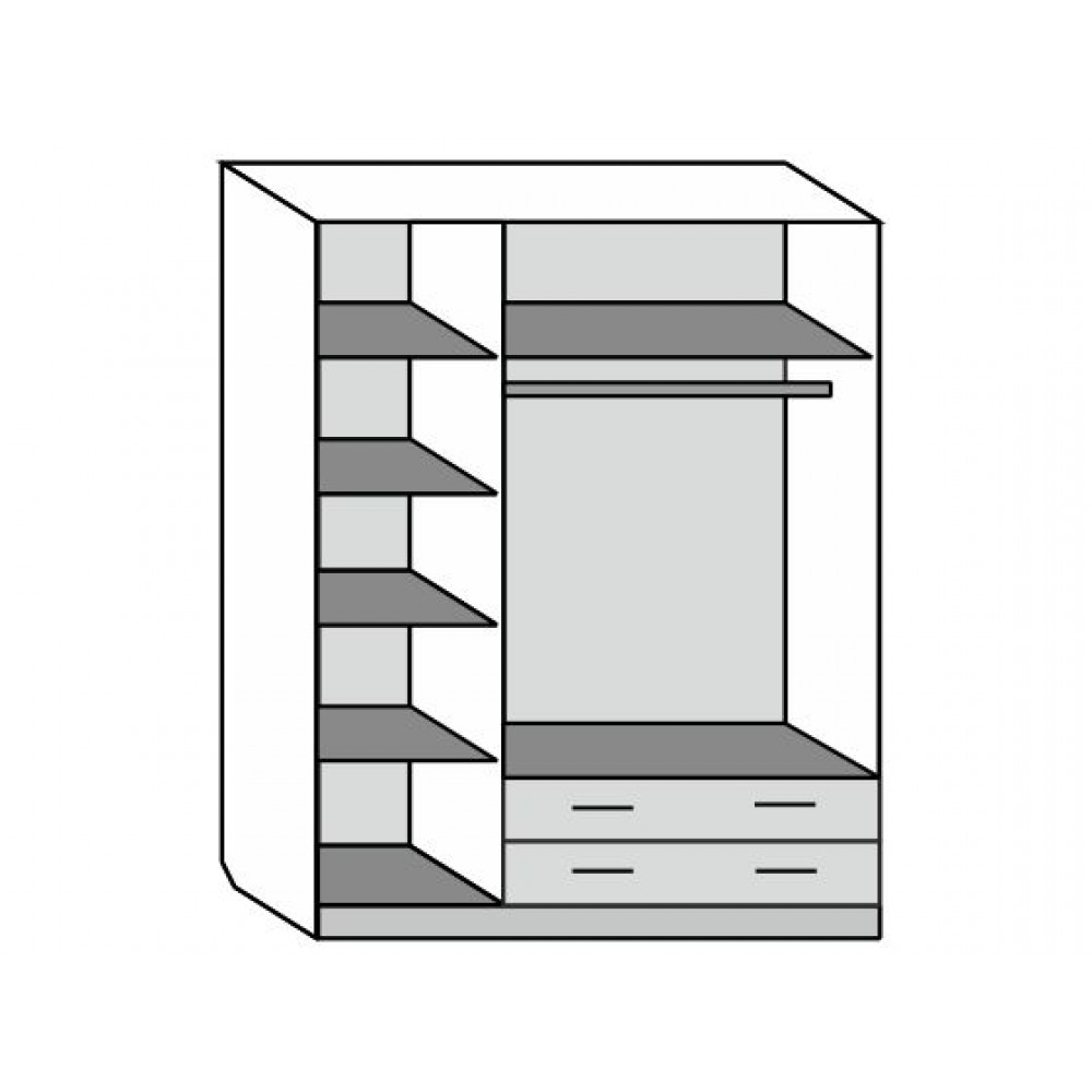 картинка Шкаф с зеркалом 3-х дверный белый лак магазин Мебель Легко