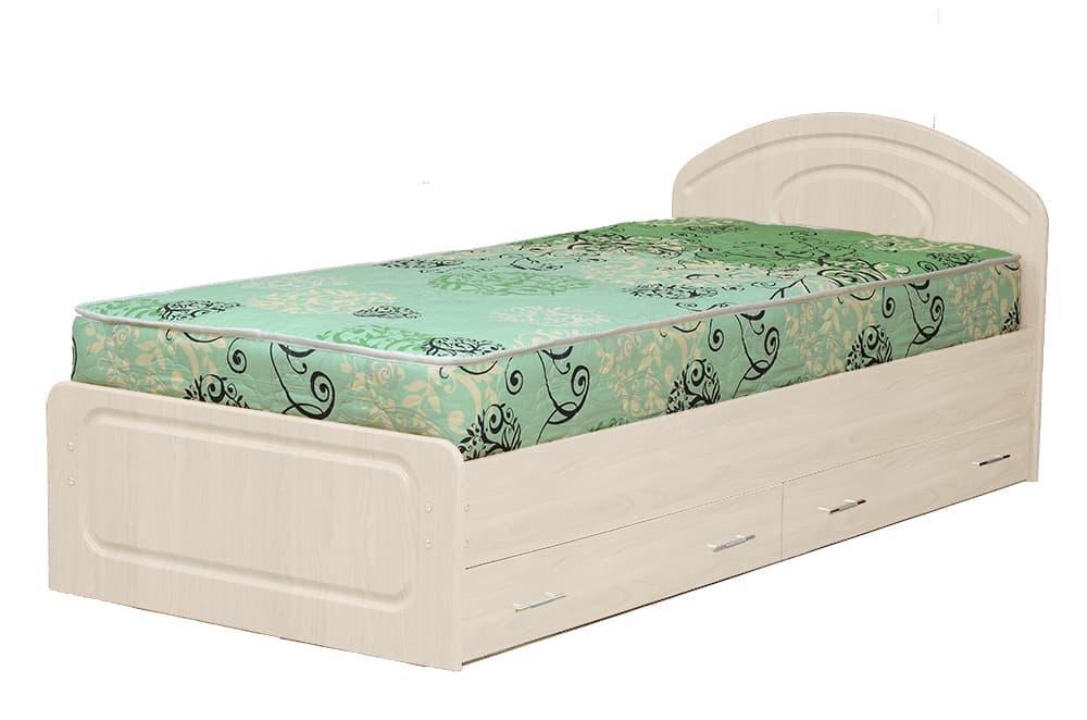Односпальная кровать Венеция 1 с 2мя ящиками Дуб беленый