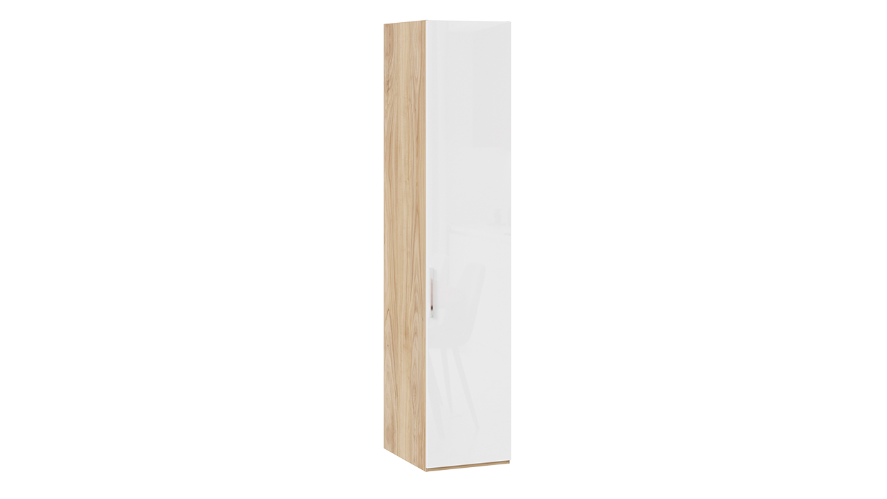 Шкаф для белья с 1 глухой дверью «Эмбер» Яблоня Беллуно/Белый глянец