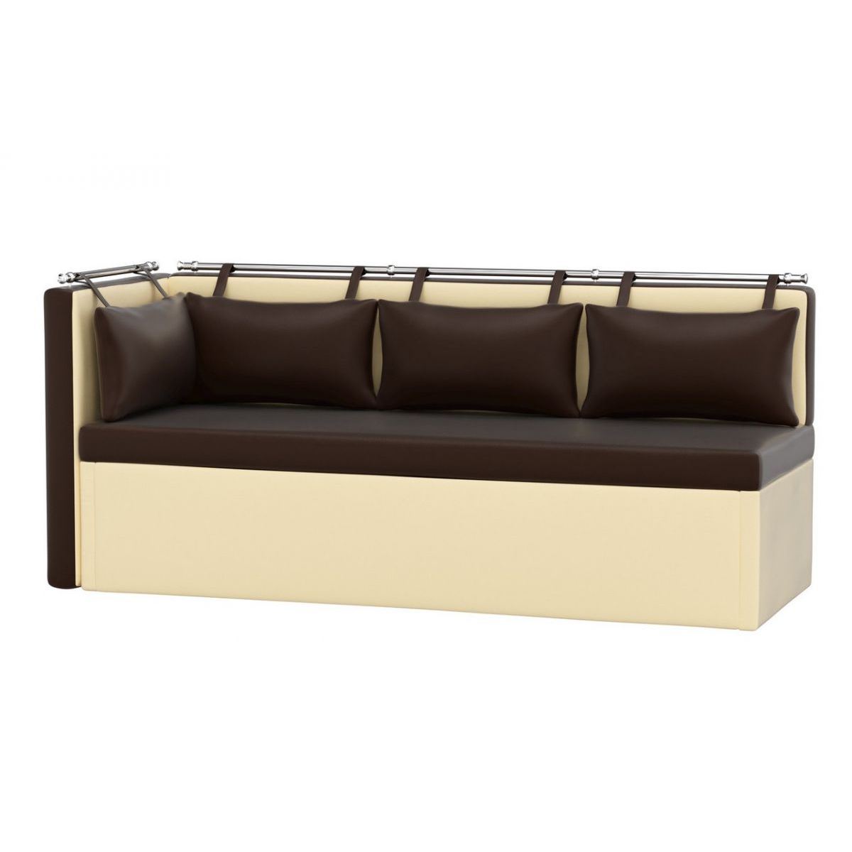 Кухонный диван Метро со спальным местом экокожа цвет Бежевый/Коричневый