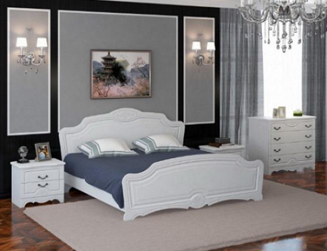 картинка Кровать Лотос, 2-спальная,  белая магазин Мебель Легко