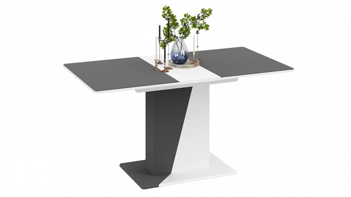 Стол обеденный Сан-Ремо Тип 1 Серый матовый Lux/Белый глянец