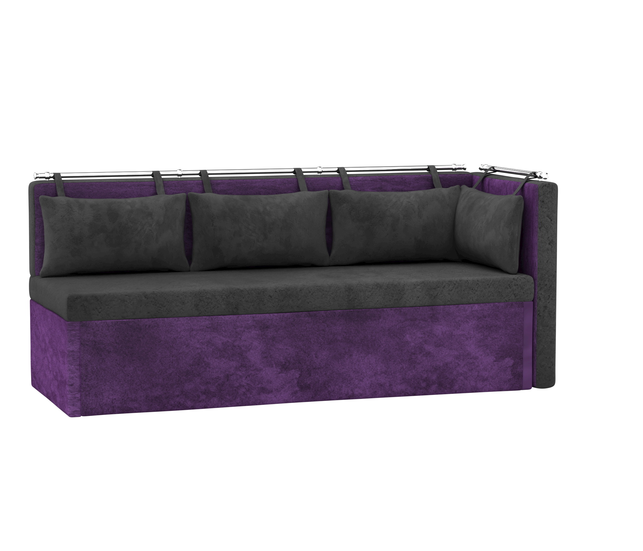 угловой диван Метро микровельвет черный фиолетовый.