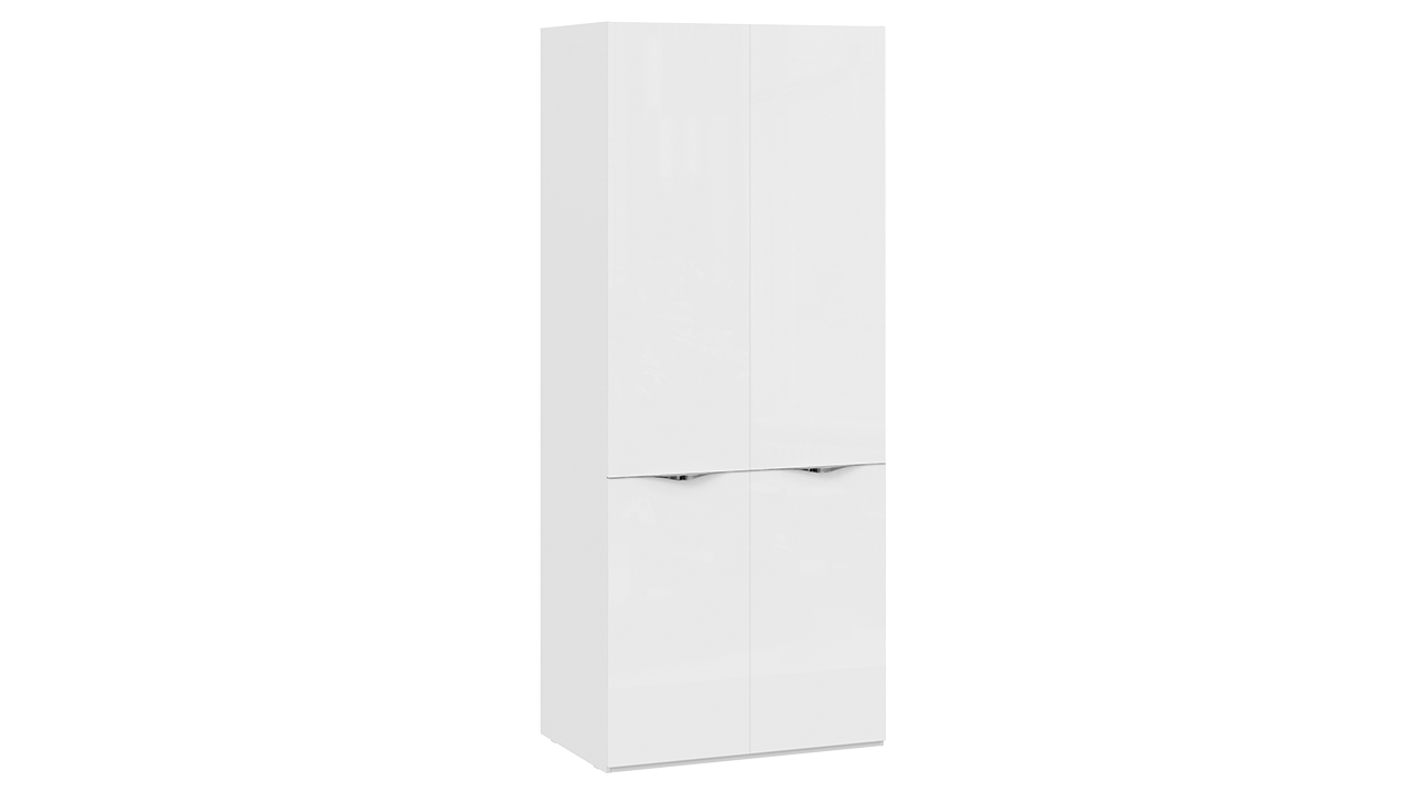 Шкаф для одежды с 2 дверями со стеклом «Глосс» Белый глянец/Стекло