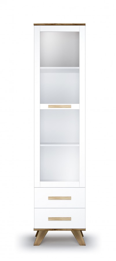 Шкаф-витрина 450 ГТ.0129.304 «Вега Скандинавия» цвет (корпус/фасад) Белый/Глянец белый