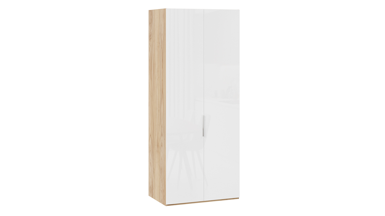 Шкаф для одежды с 2 глухими дверями «Эмбер»  Яблоня Беллуно/Белый глянец