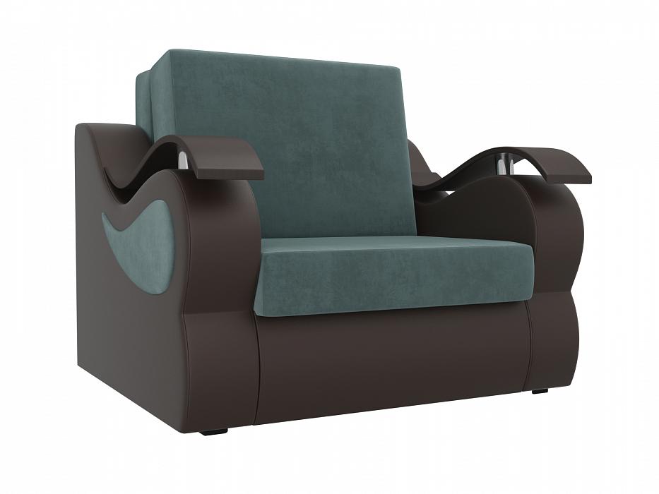 Кресло-кровать Меркурий 60 ткань Велюр/Экокожа цвет Бирюзовый/Черный
