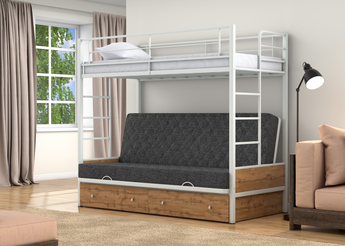 двухъярусная кровать массив с диван кроватью боннель