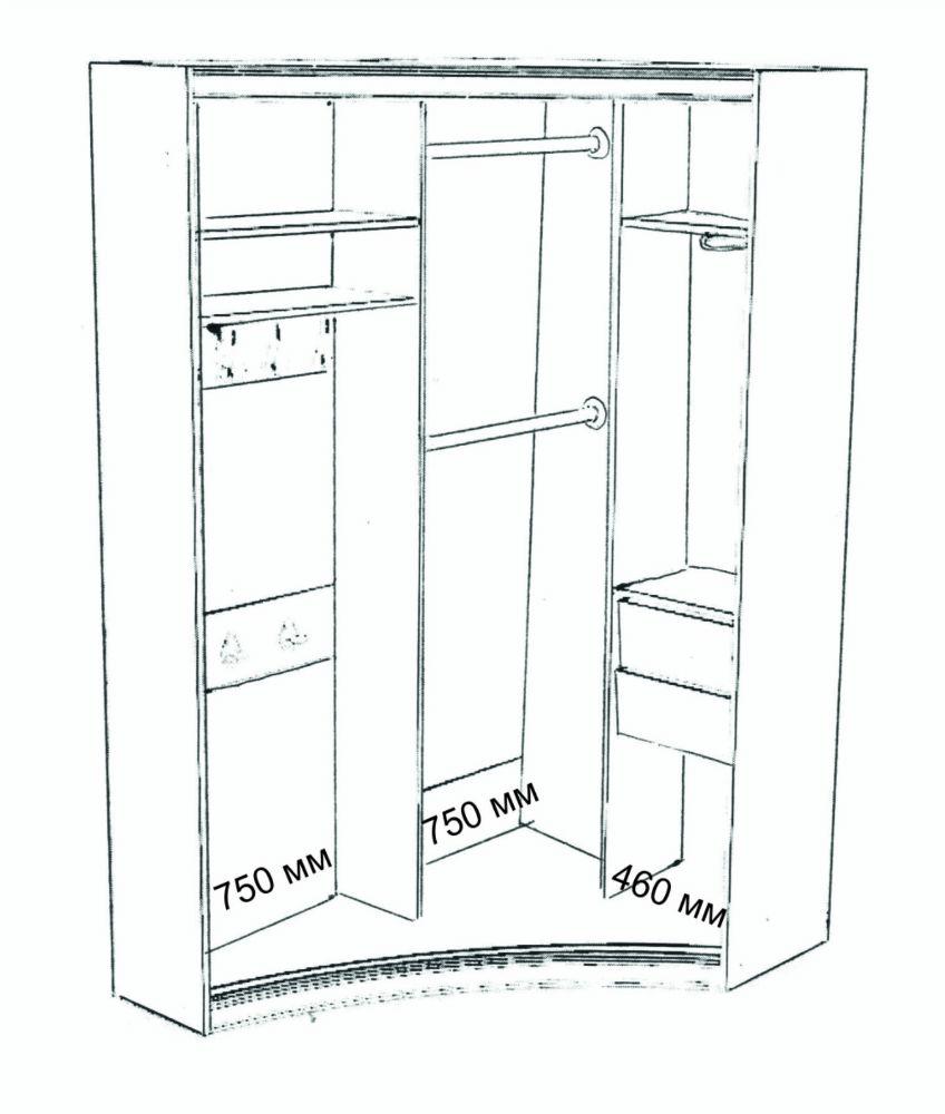 картинка Радиусный шкаф-купе Радион Прадо c угловым элементом магазин Мебель Легко
