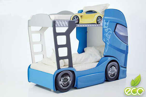 картинка Двухъярусная кровать Скания 2 синяя в детскую магазин Мебель Легко