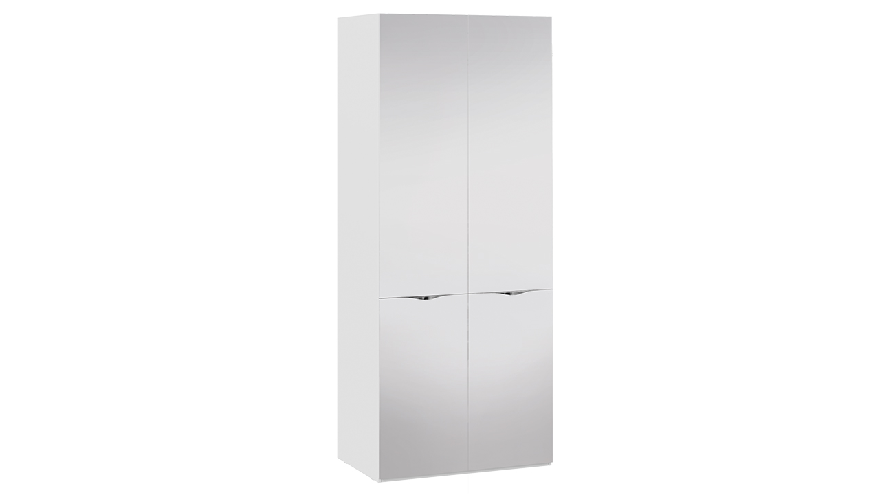 Шкаф для одежды с 2 зеркальными дверями «Глосс»  Белый глянец