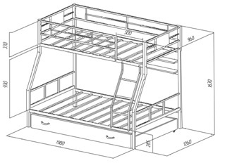 Двухъярусная кровать Гранада - 1 ПЯ схема