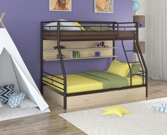 Двухъярусная кровать Гранада - 2 ПЯ коричневая.