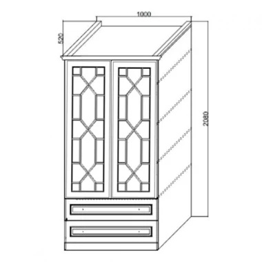 Шкаф Каталея 2-х дверный с зеркалом и ящиками ваниль вариант рисунка 5