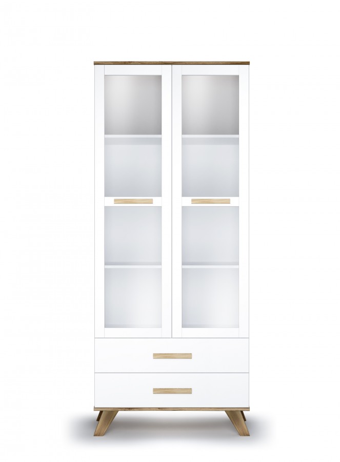 Шкаф-витрина 800 ГТ.0129.303 «Вега Скандинавия» цвет (корпус/фасад) Белый/Глянец белый