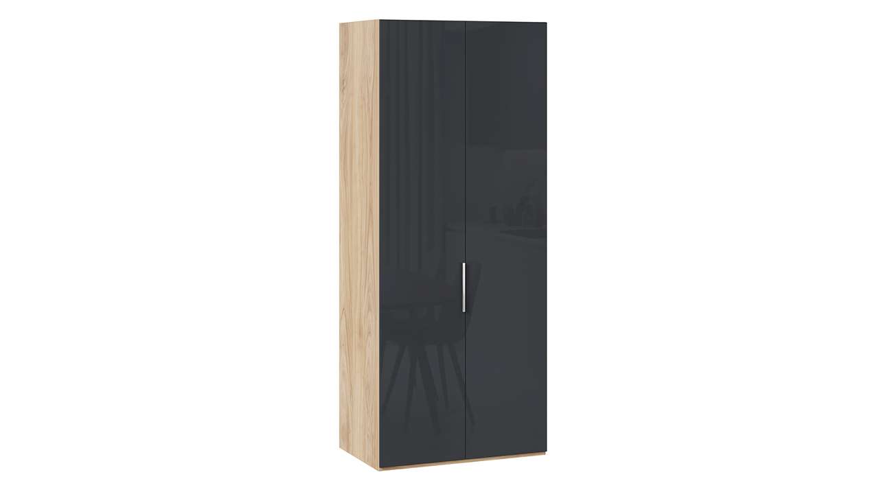 Шкаф для одежды с 2 глухими дверями «Эмбер» Яблоня Беллуно/Графит глянец