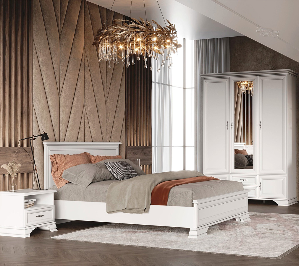 картинка Кровать Кентаки белая LOZ   двуспальная  магазин Мебель Легко