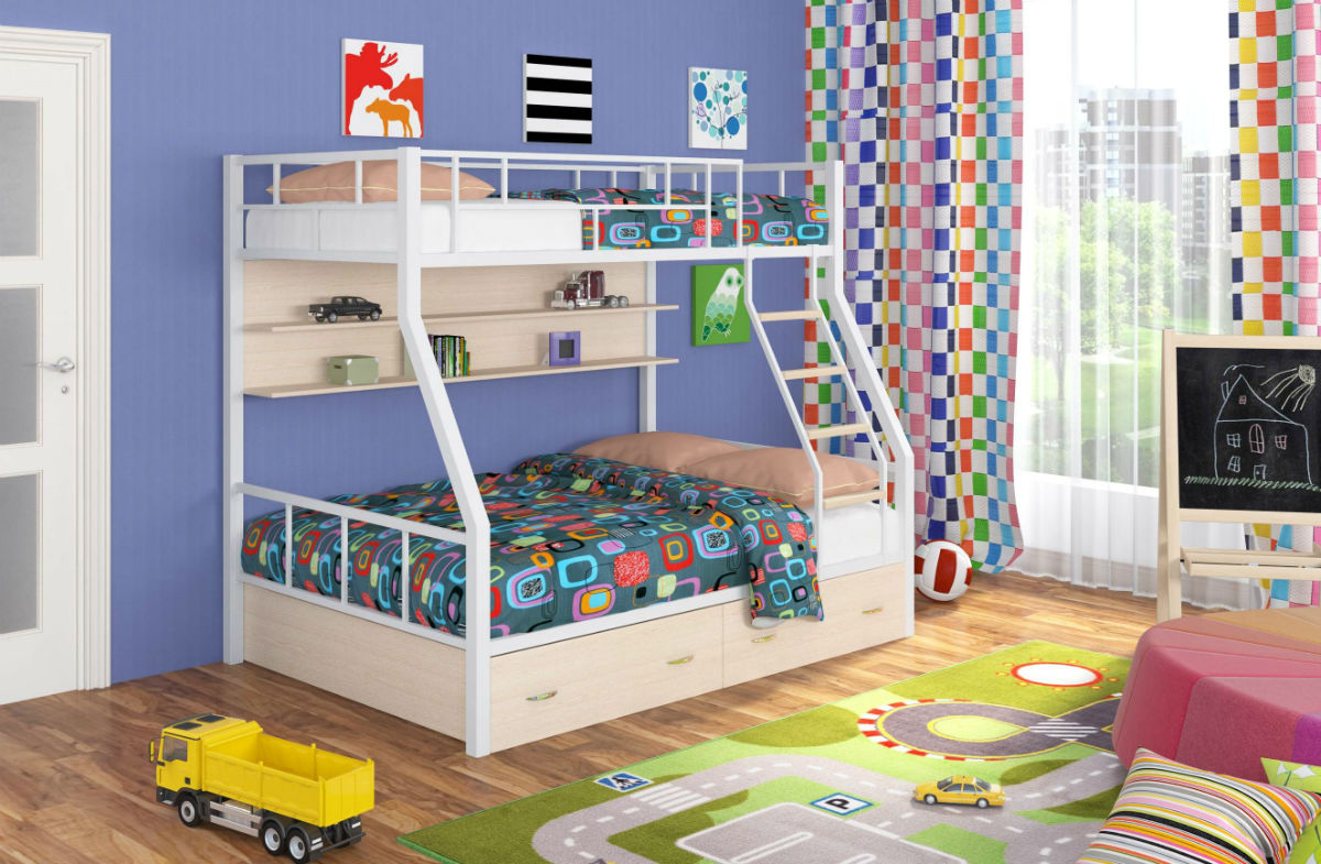 картинка Детская двухъярусная кровать "Радуга" магазин Мебель Легко