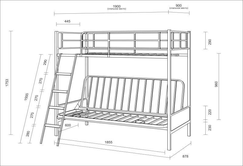 картинка Кровать с диваном Дакар 2 магазин Мебель Легко